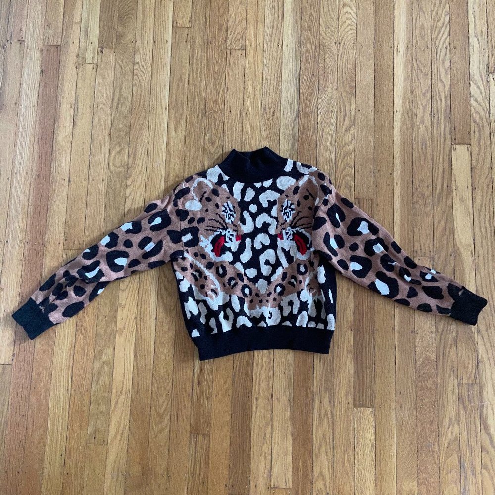 ASOS Design Mock Neck Tiger Leopard Sweater - Picture 8 of 11